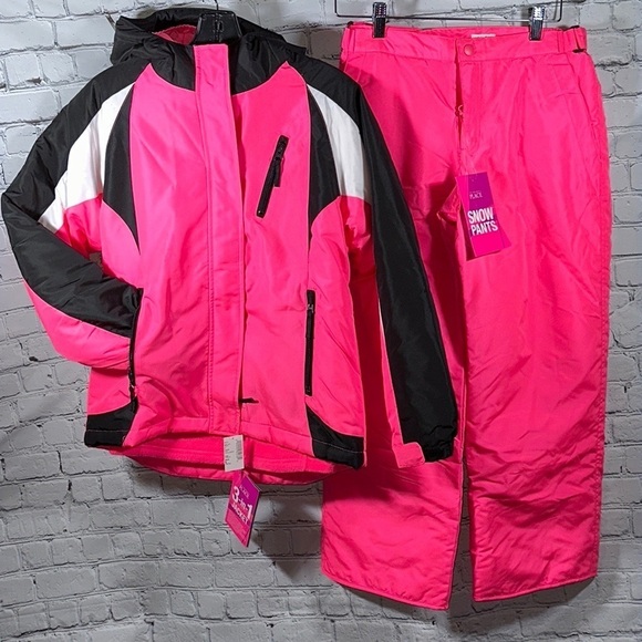 Children’s Place 3 in 1 Jacket & Snow Pants Matching set L 10/12 Hot Pink NEW - Picture 1 of 16